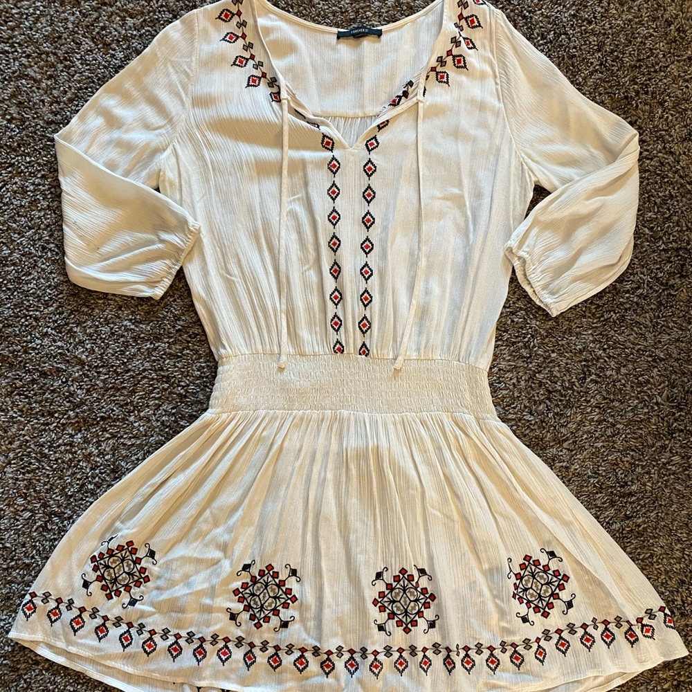 Bohemian Style Cream Dress